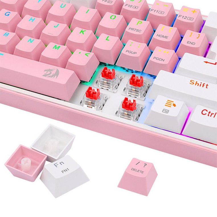 Teclado Mecánico Redragon Fizz Pink White K616 Rgb 4