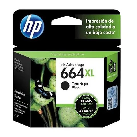 Tinta Original Hp 664 Xl Bk (F6V31Al)