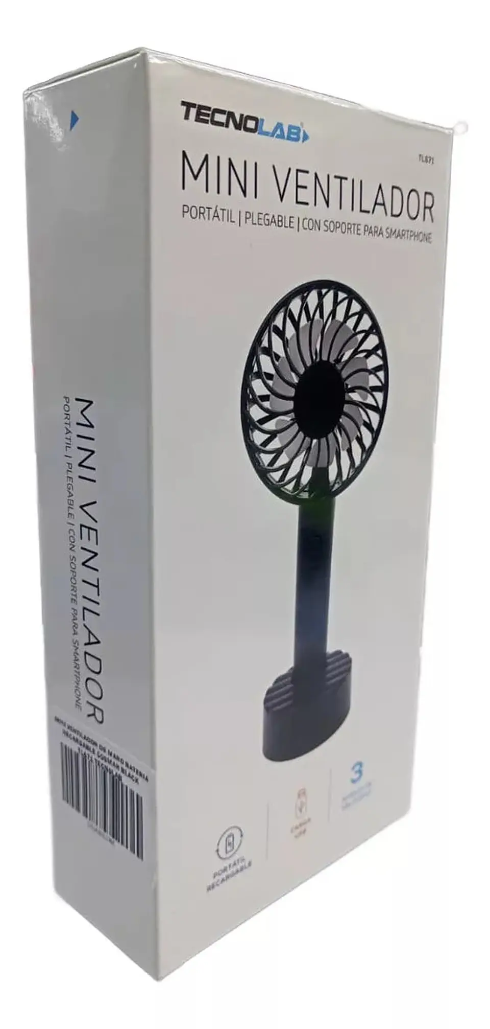 Ventilador Recargable Portátil Con Soporte Negro 4
