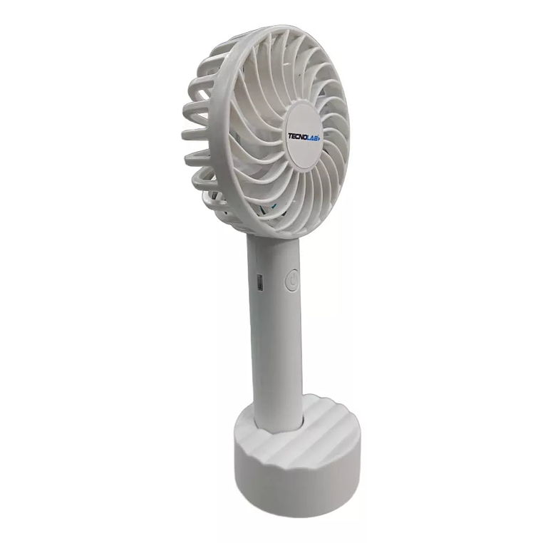 Ventilador Recargable Portátil Con Soporte Blanco 2