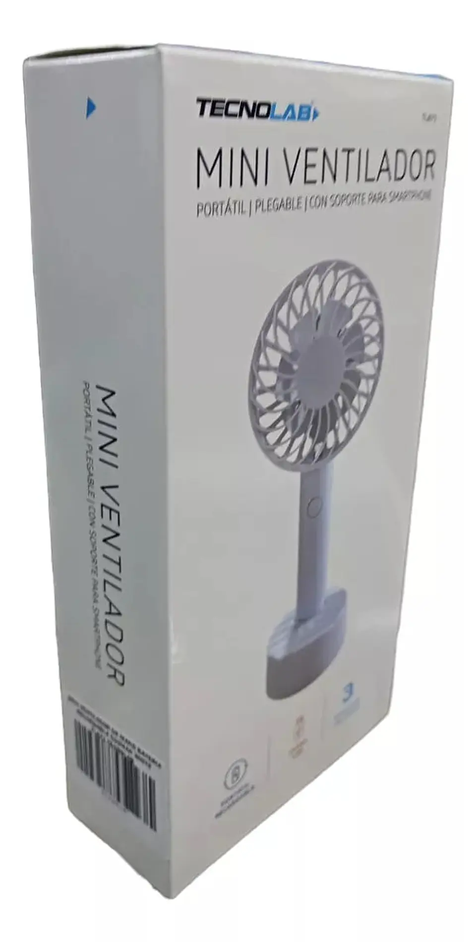 Ventilador Recargable Portátil Con Soporte Blanco 4