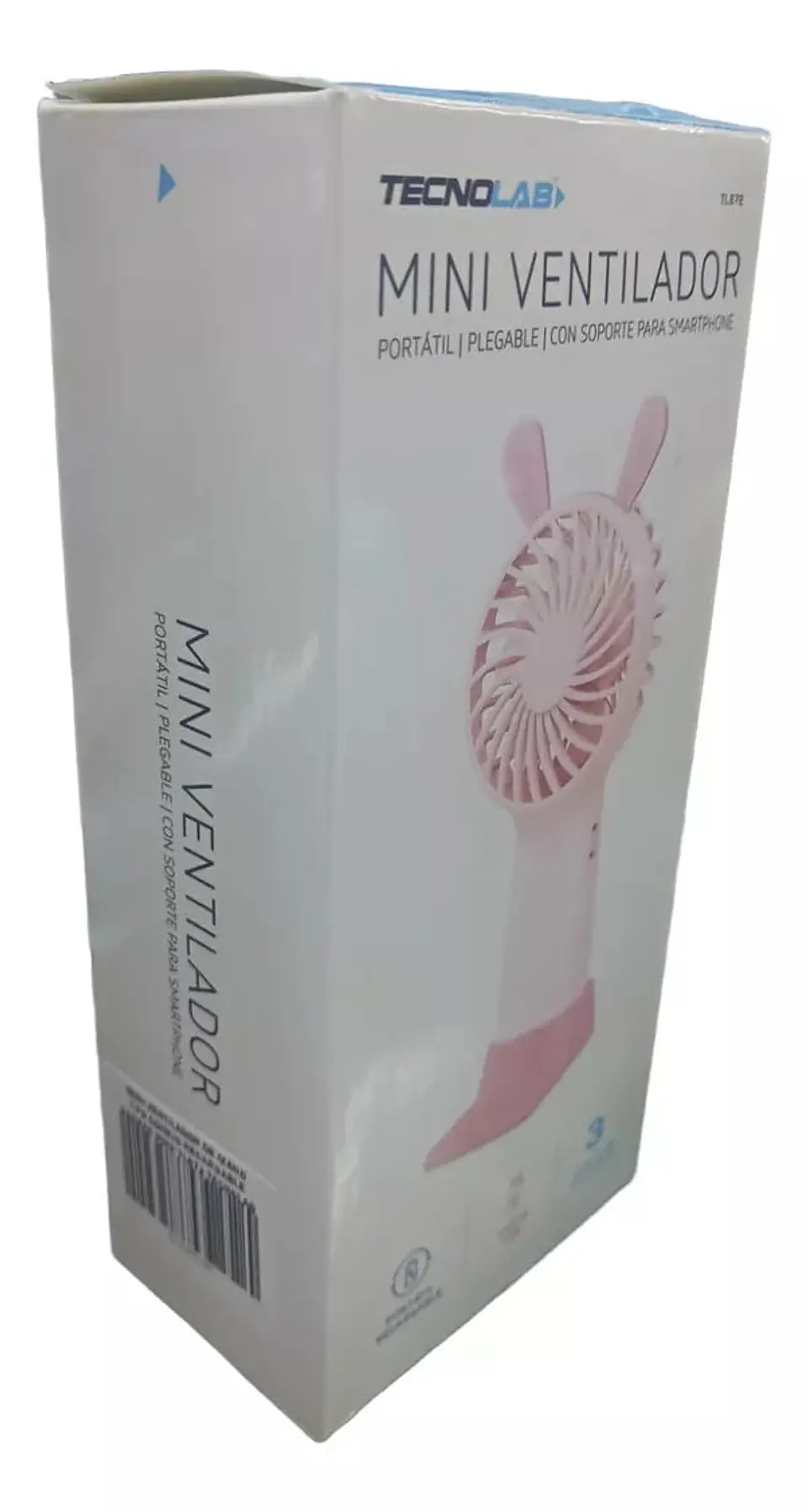 Mini Ventilador Portátil Recargable Con Base Rosado Tecnolab 4