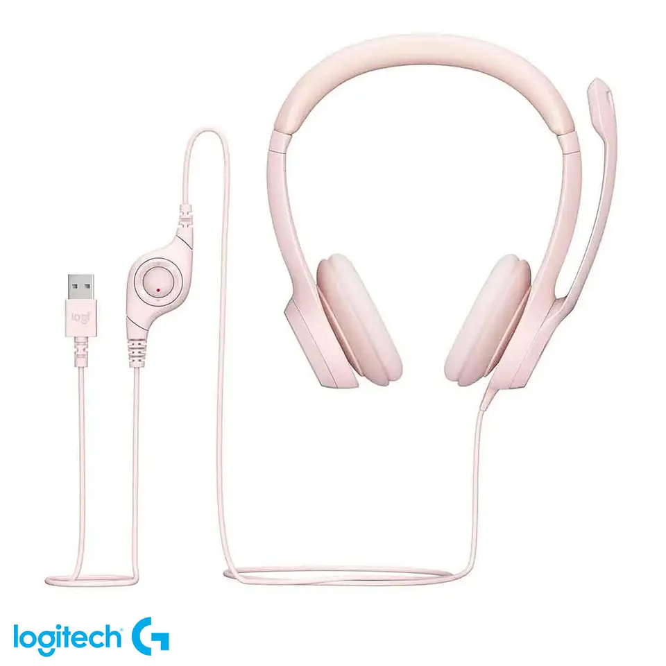 Audifonos Logitech H390 Rosado Stereo C/N Microfono Usb 2