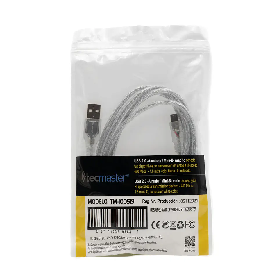 Cable Usb-A 2.0 Macho A Mini B-Macho 1,8 Mtrs Tecmaster 2