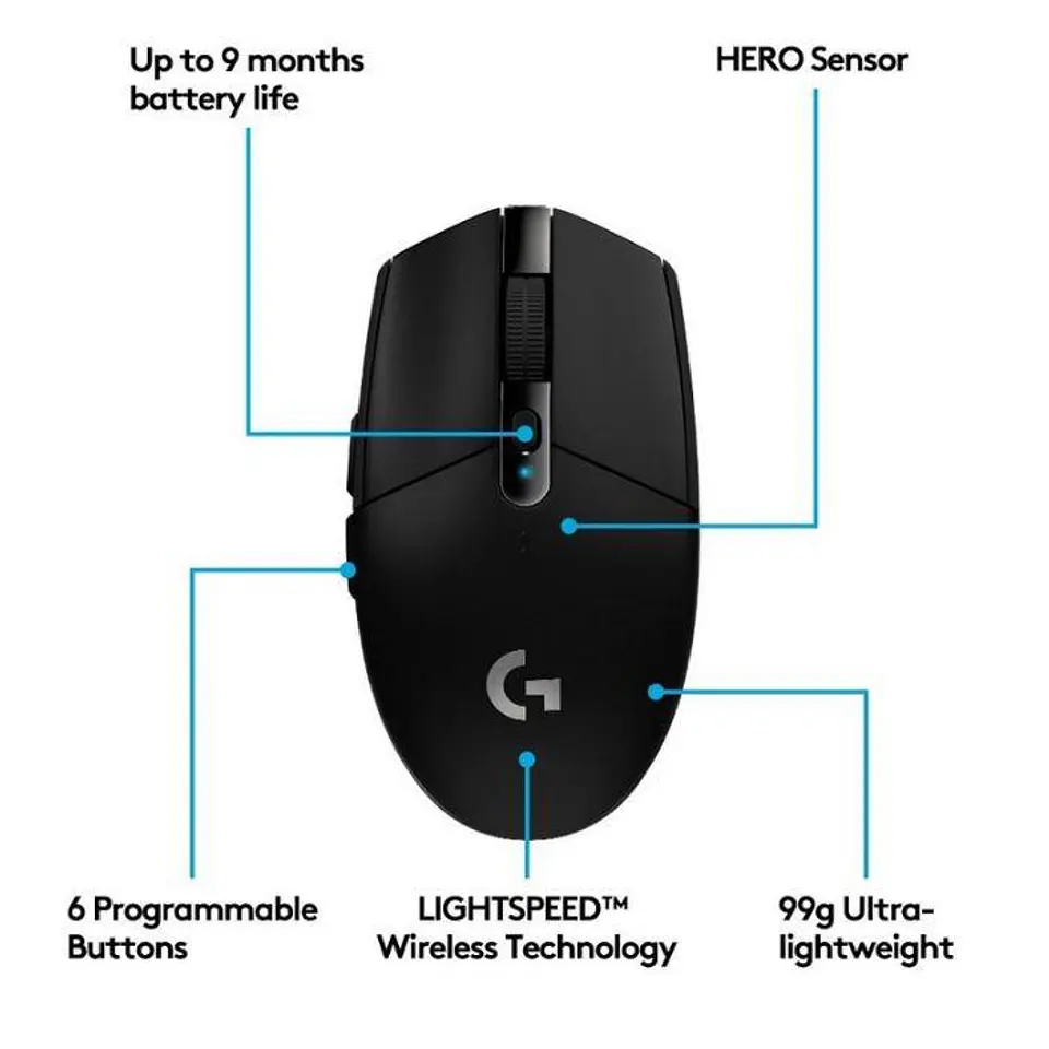 Mouse Gamer Logitech Inalámbrico G305 Lightspeed Black 3