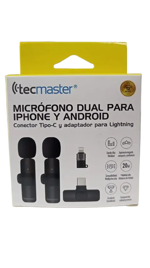Micrófono Dual Para IPhone y Android TM-300527 Tecmaster