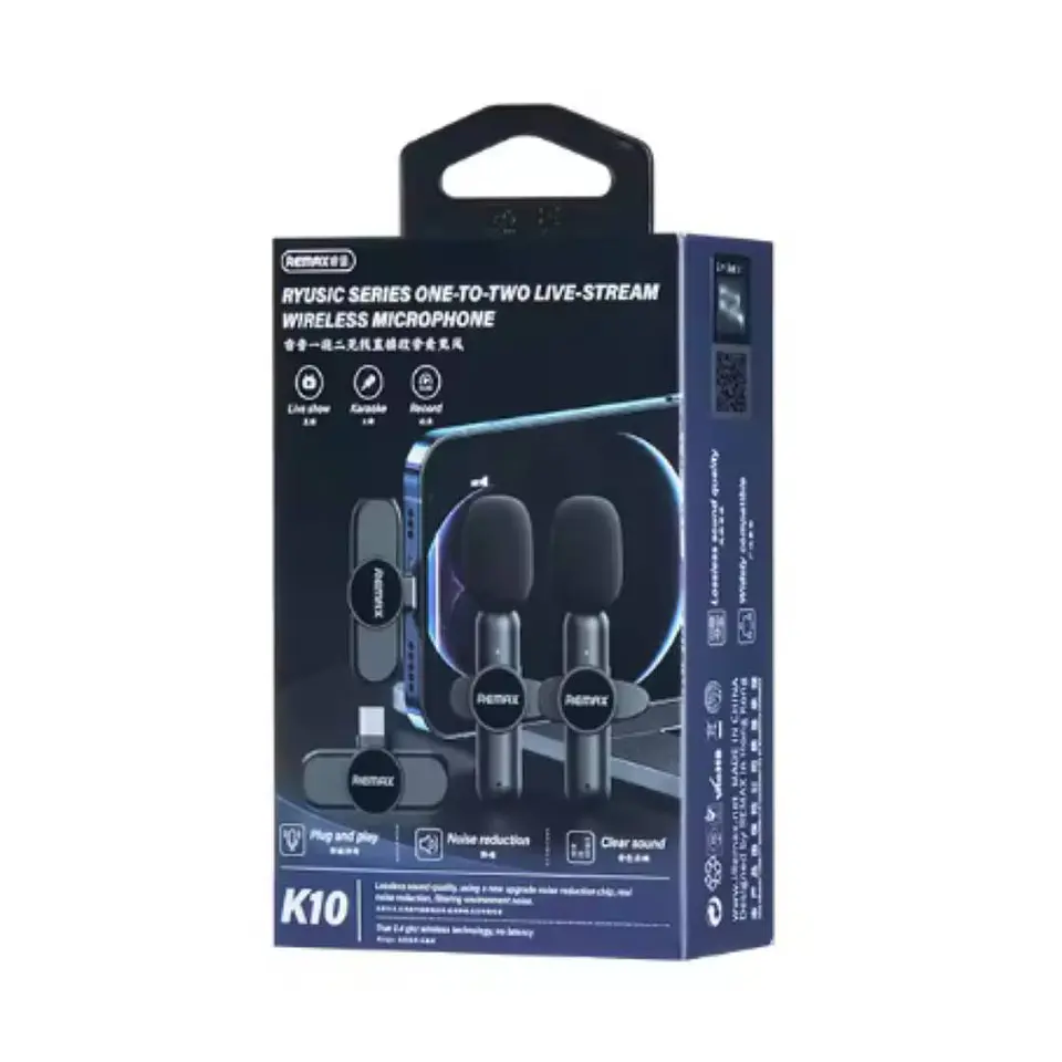 Micrófono Inalámbrico K10, Dispositivo con Clip de 1 a 2 Remax 2