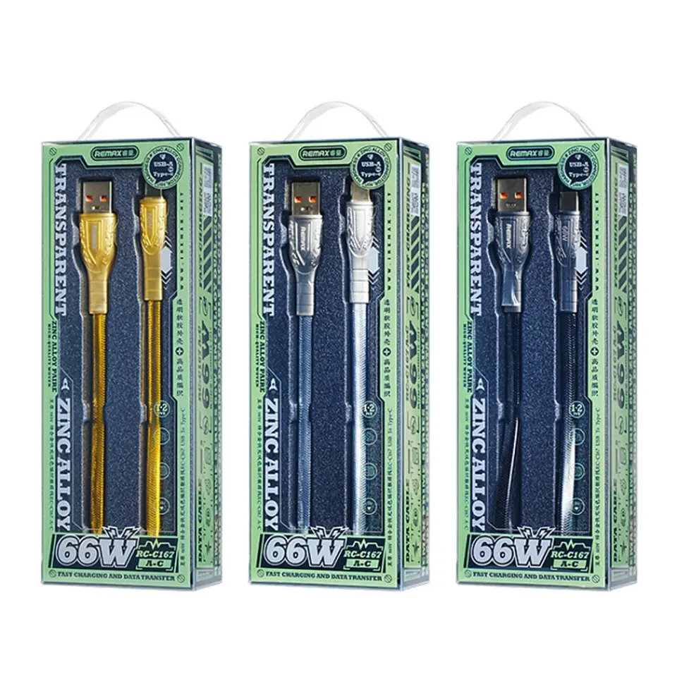 Cable USB A Tipo/C RC-C167 66W Black Zinc Alloy REMAX  5