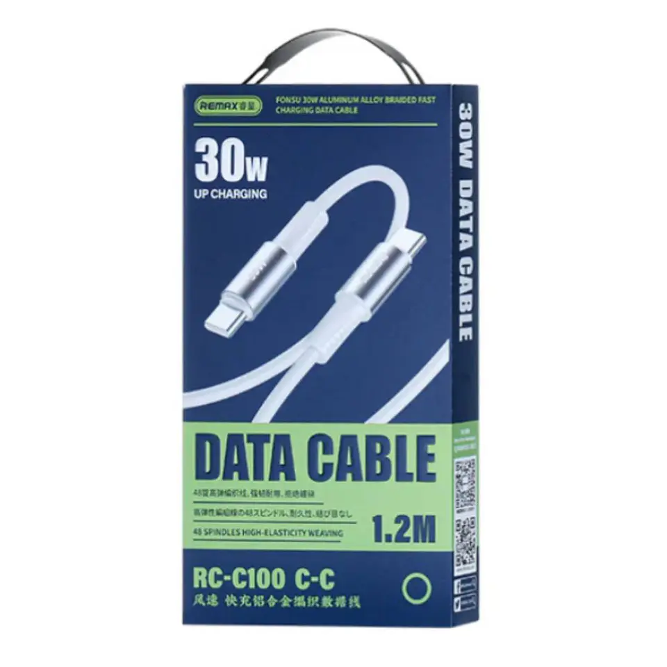 Cable USB Tipo/C a Tipo/C 30W White 1,2MT RC-C100 REMAX  2