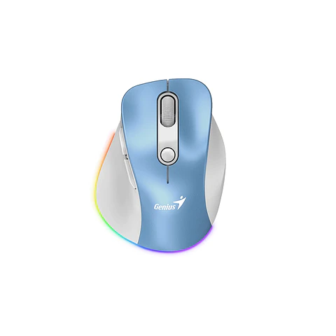 Mouse inalámbrico Genius Mini Ergo 9000S Pro, Color Celeste