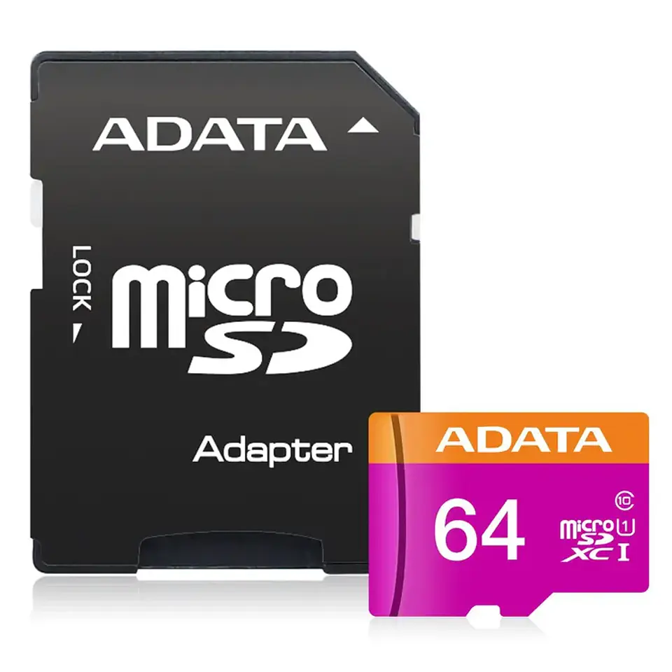 Memoria MicroSD ADATA 64GB Clase 10 con Adaptador 1