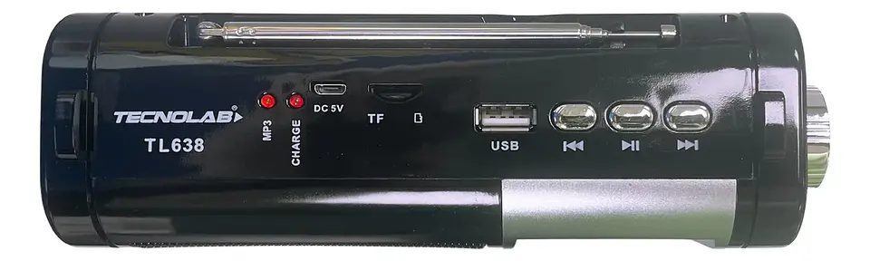 Radio Portátil 5W Recargable USB con Linterna Tecnolab TL638 Negro 2