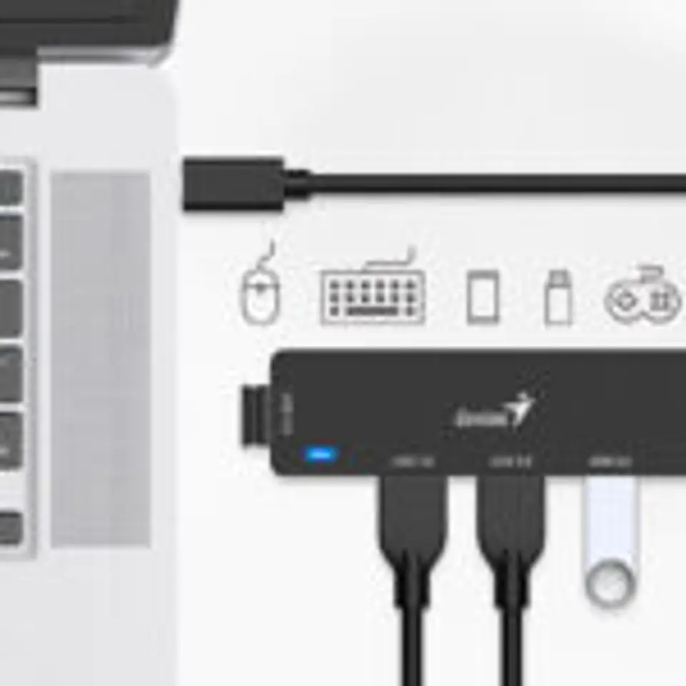 Hub Genius UH-400 USB Tipo C-A con 4 Puertos USB-A 3.0 Black 3