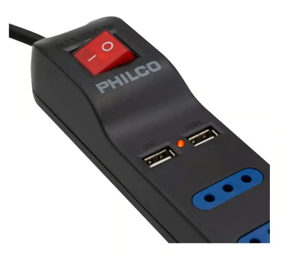 Philco Extensión 4 Tomas de Corriente y 2 USB 1.5 m 2500W XT41 Negro 2