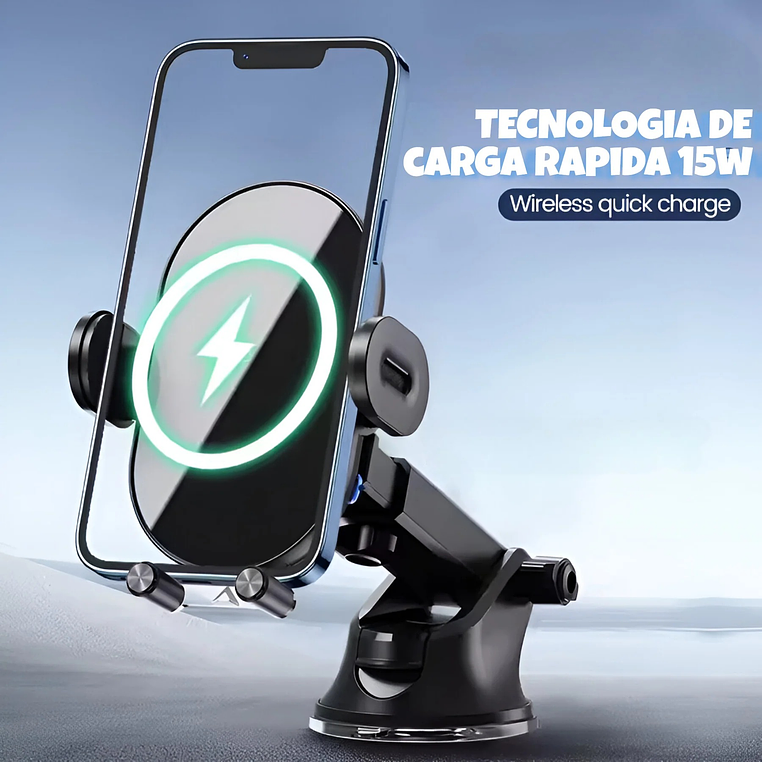 SOPORTE PARA CELULAR  DE AUTO TM-200543 CARGADOR 15W TECMASTER 3