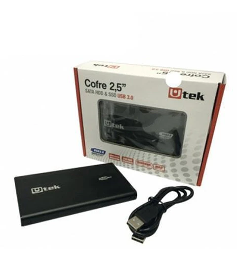 COFRE DISCO DURO 2.5 UT-HDD030BL DISCO SATA Y SSD NEGRO UTEK