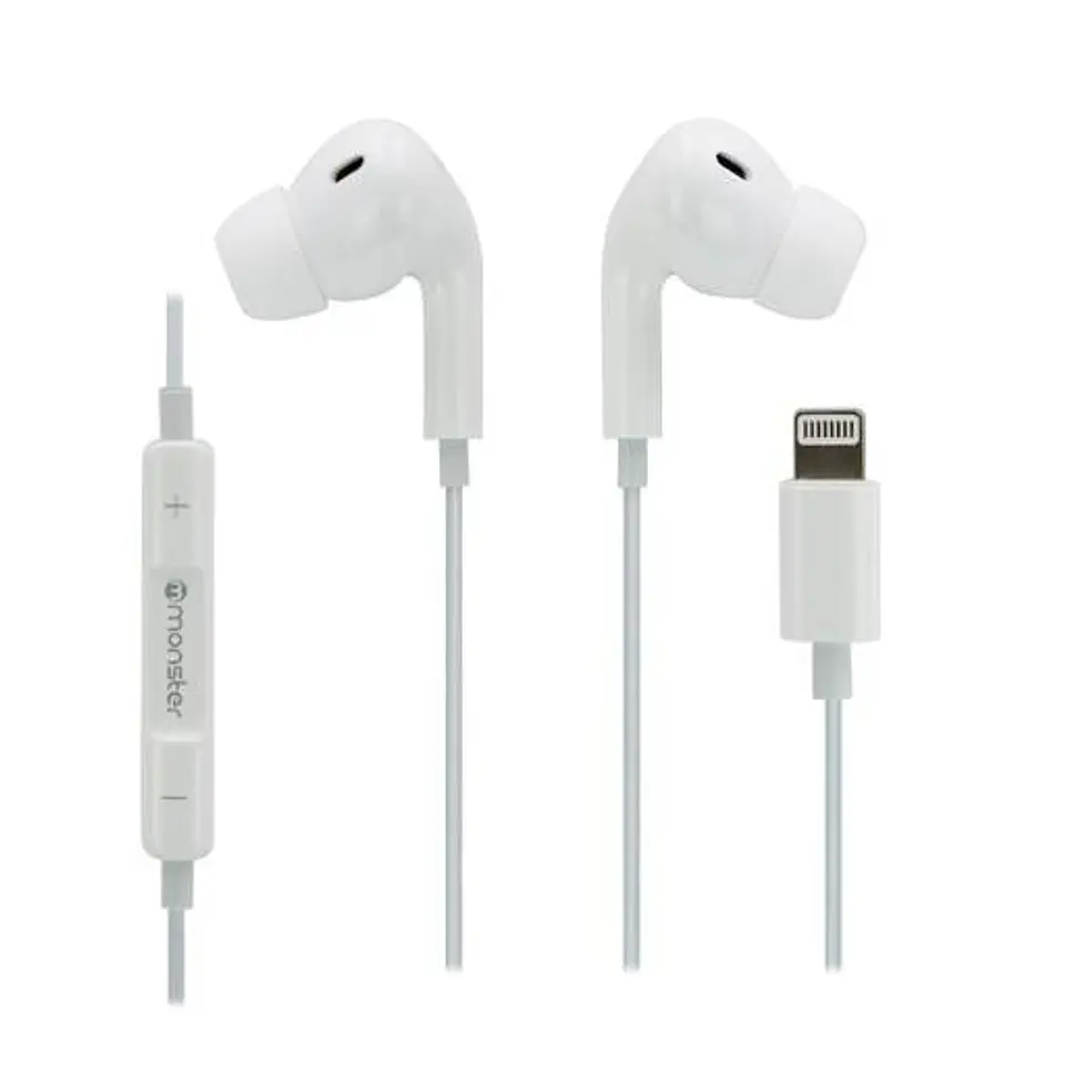 AUDIFONO CON CABLE L21WT M/LIBRES LIGHTNING BLANCO MONSTER 1