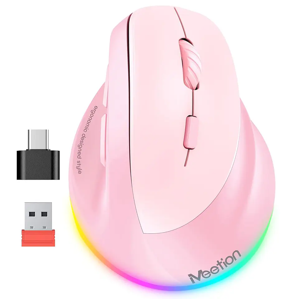 MOUSE BLUETOOTH RECARGABLE BTM010R PINK MEETION 1