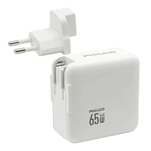 Cargador Súper Rápido Philco USB‑A + USB‑C 65 W QC665 