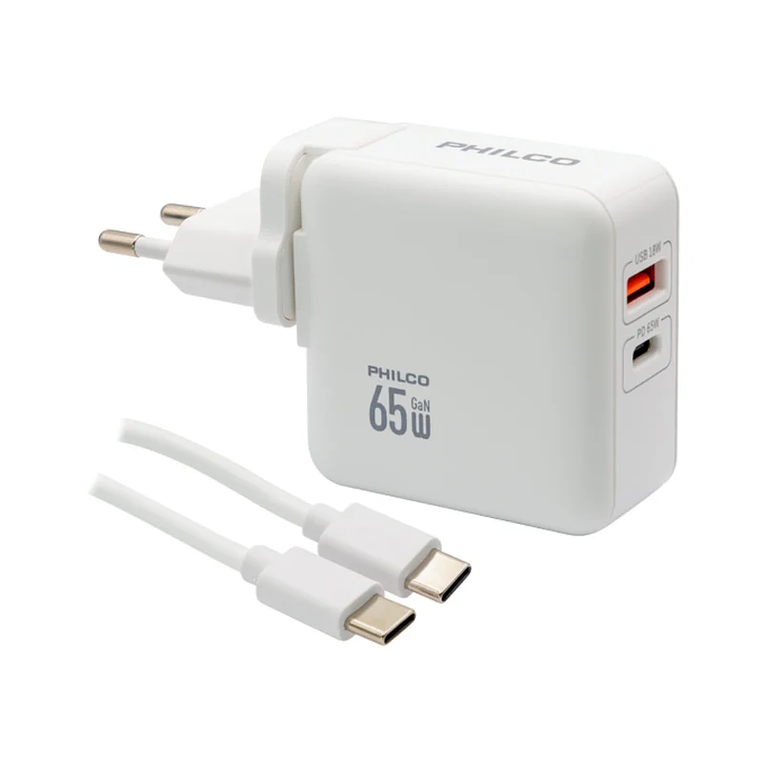 Cargador Súper Rápido Philco USB‑A + USB‑C 65 W QC665  2
