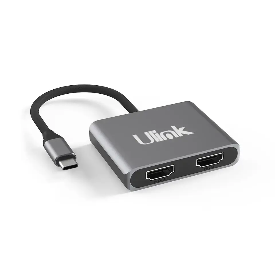 Adaptador Multipuerto USB C 2 en 1, HDMI*2 Aluminio / Mod. UL-ADC201V 1