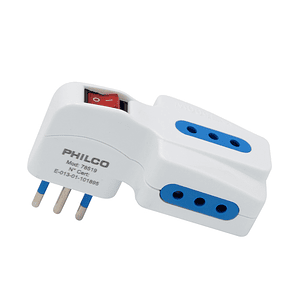 ENCHUFE TRIPLE 78519 C/SWITCH 2P+T 10A 250V BLANCO PHILCO