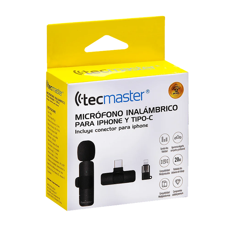 MICROFONO INALAMBRICO PARA IPHONE Y TIPO C TM-300518 TECMASTER 5