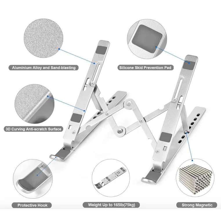 SOPORTE DE ALUMINIO PARA LATOPS Y TABLETS TM-100560 TECMASTER 5