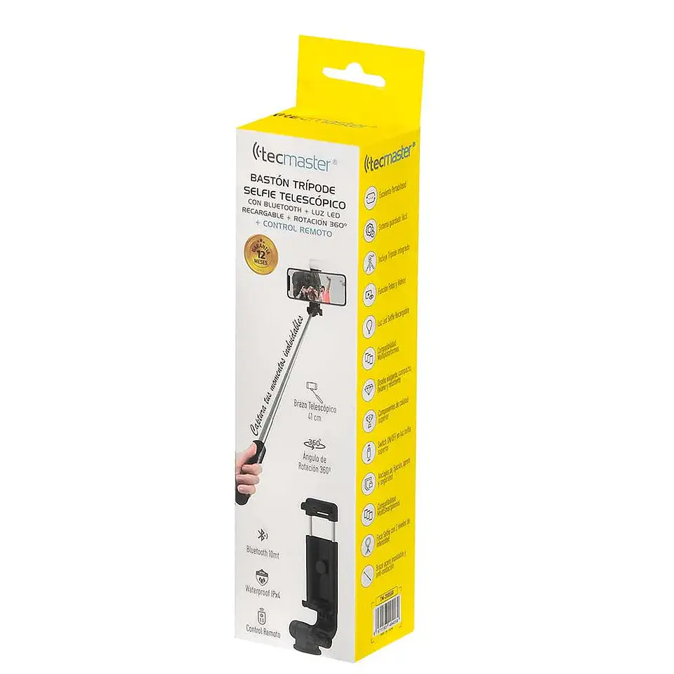 BASTON SELFIE BLUETOOTH /TRIPODE/ CONTROL R TM-200558 TECMASTER 4