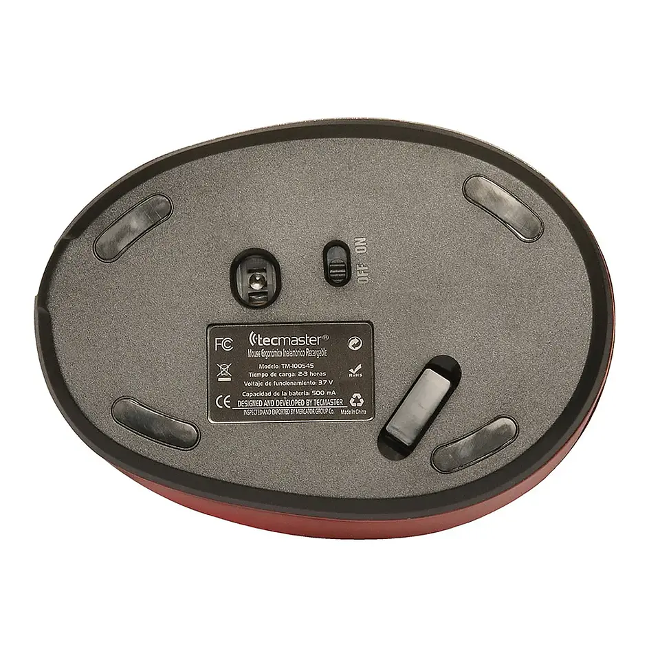 MOUSE INALAMBRICO ERGONOMICO RECARGABLE NEGRO TM-100545 TECMASTER 2