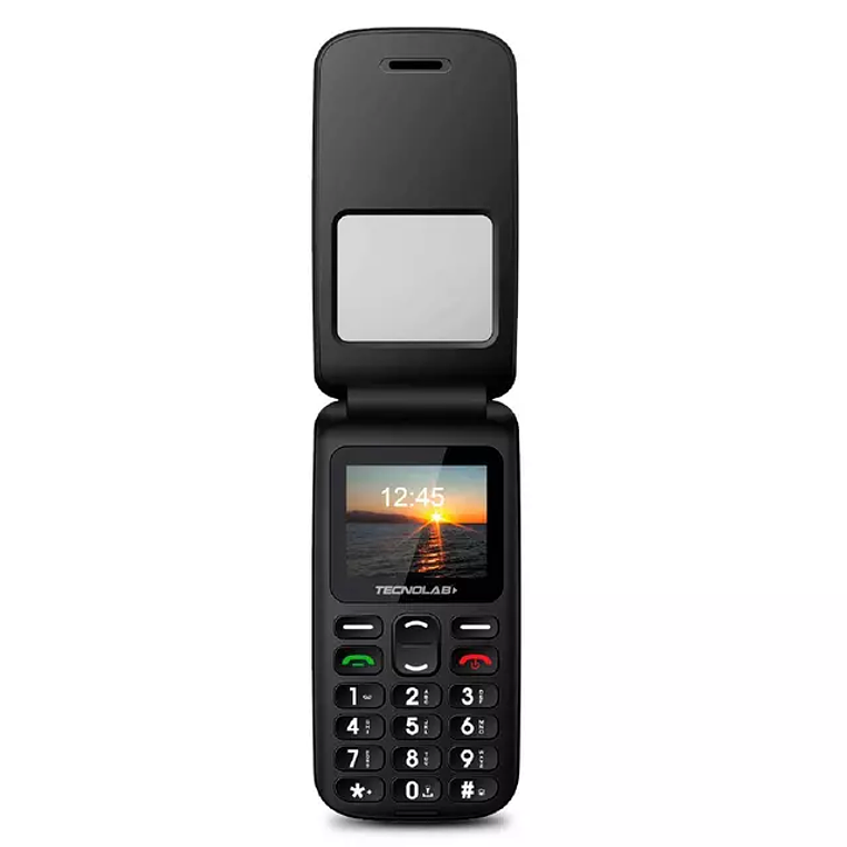 TELEFONO ADULTO MAYOR TIPO ALMEJA  4G TL456 BLACK TECNOLAB 1