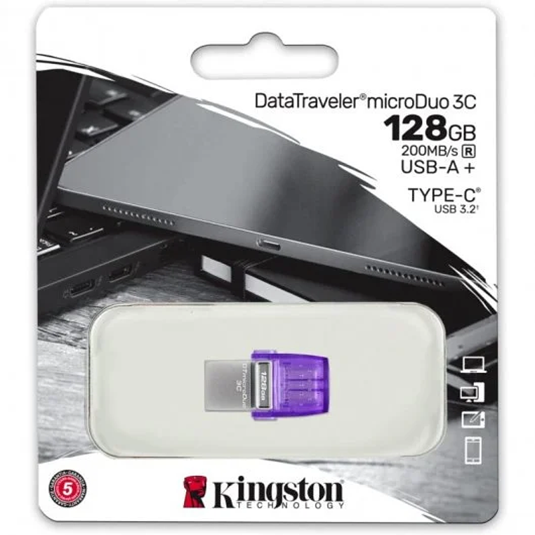 Pendrive Kingstone 128GB DataTraveler microDuo 3C (USB 3.2, USB-C)	 2