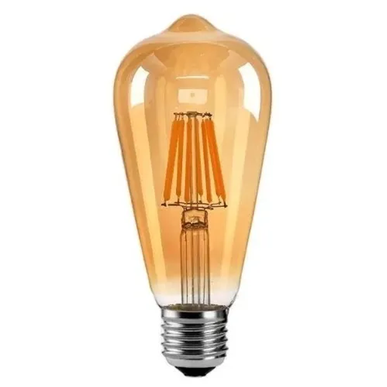 Ampolleta Deco ST64 8w Ámbar 2500k Filament Led E27 Wellmax 1