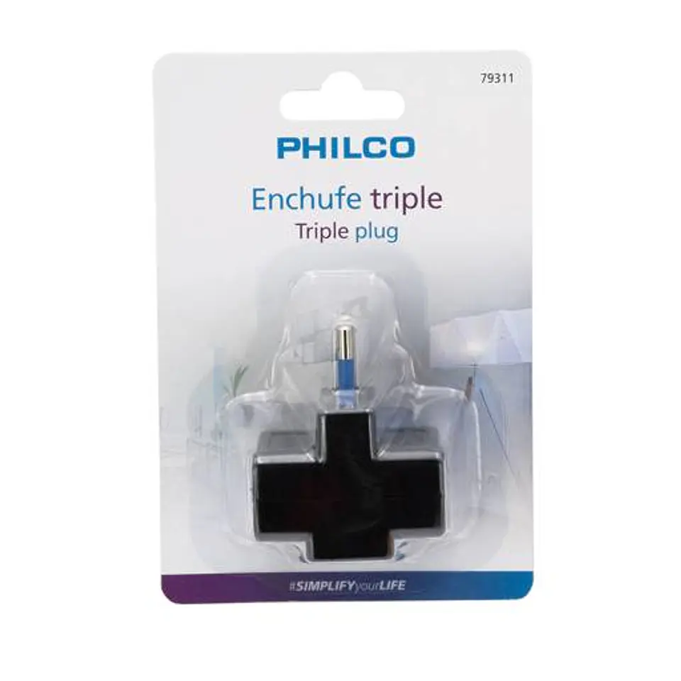 Enchufe Triple Philco Triple Plug Color Negro 3