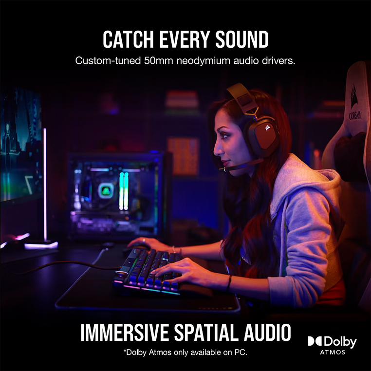 AUDIFONO WIRELESS  HS80 RGB PC/MAC/PS4/PS5 CORSAIR 3