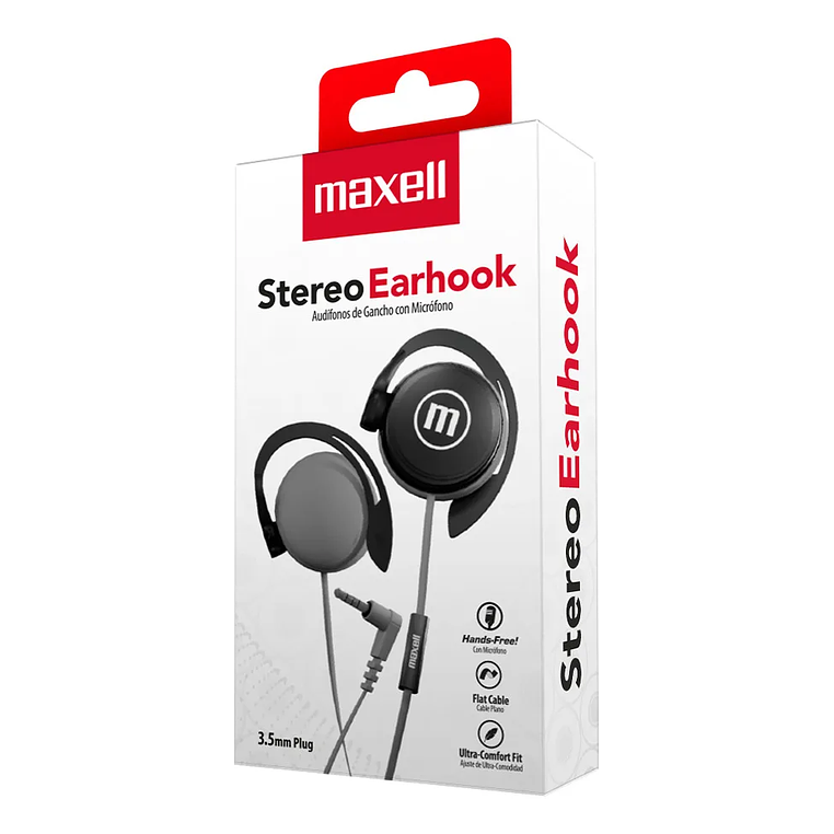 AUDIFONO CON CABLE MANOS LIBRES CON GANCHO/MIC MAXELL 1