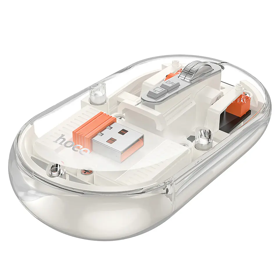 Hoco Mouse GM35 General dual Blanco Transparente 2