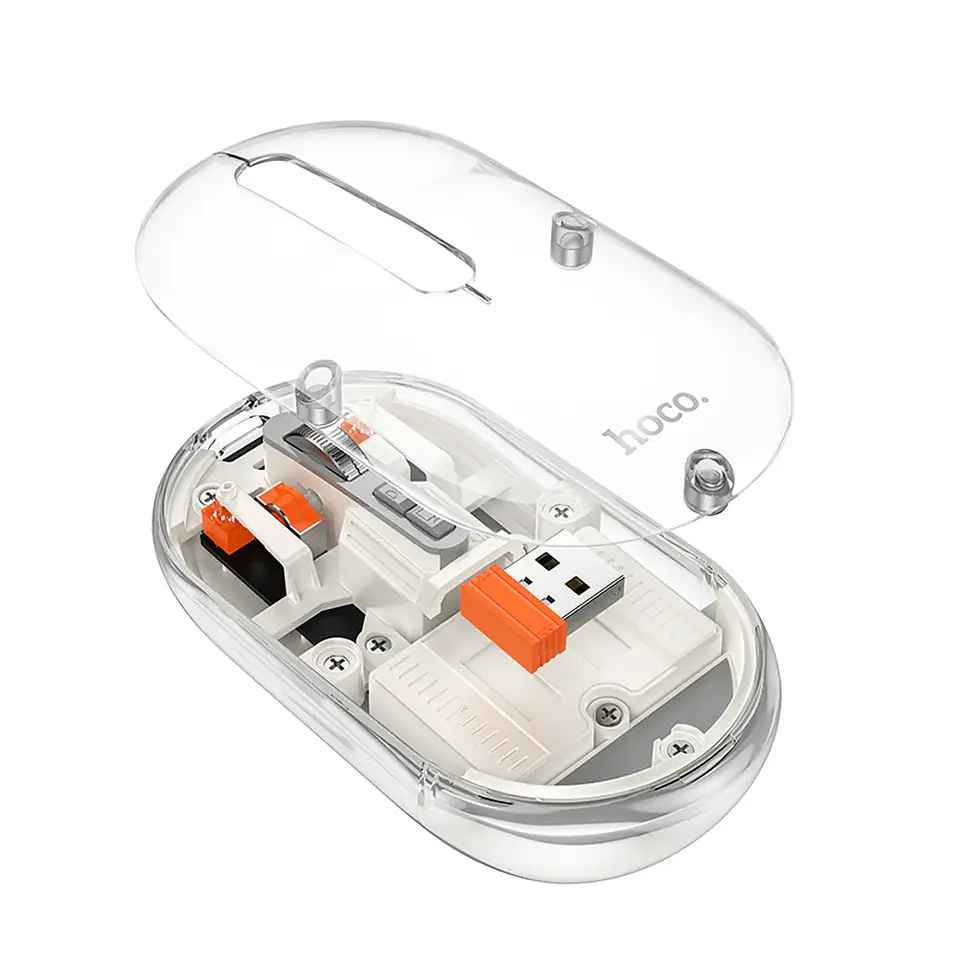 Hoco Mouse GM35 General dual Blanco Transparente 3