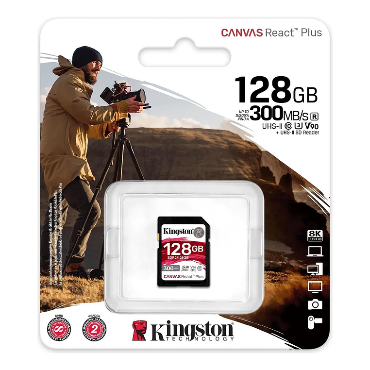 Tarjeta Memoria Sd Kingston Canvas React Plus 128gb 300mb/s 1