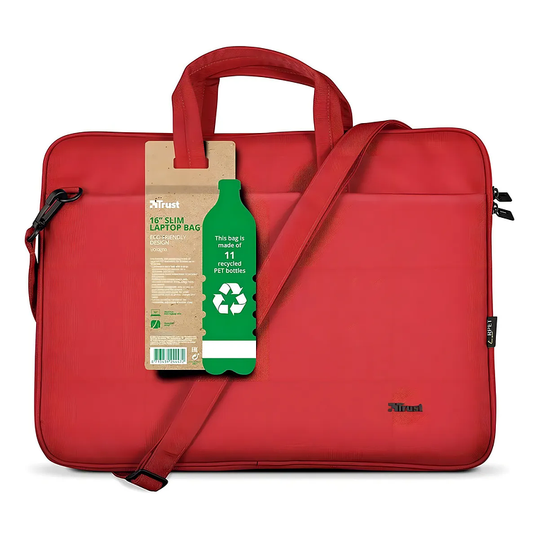 Bolso Maletin Notebook 16 Pulgadas Trust Bologna Eco Backup Color Rojo 1