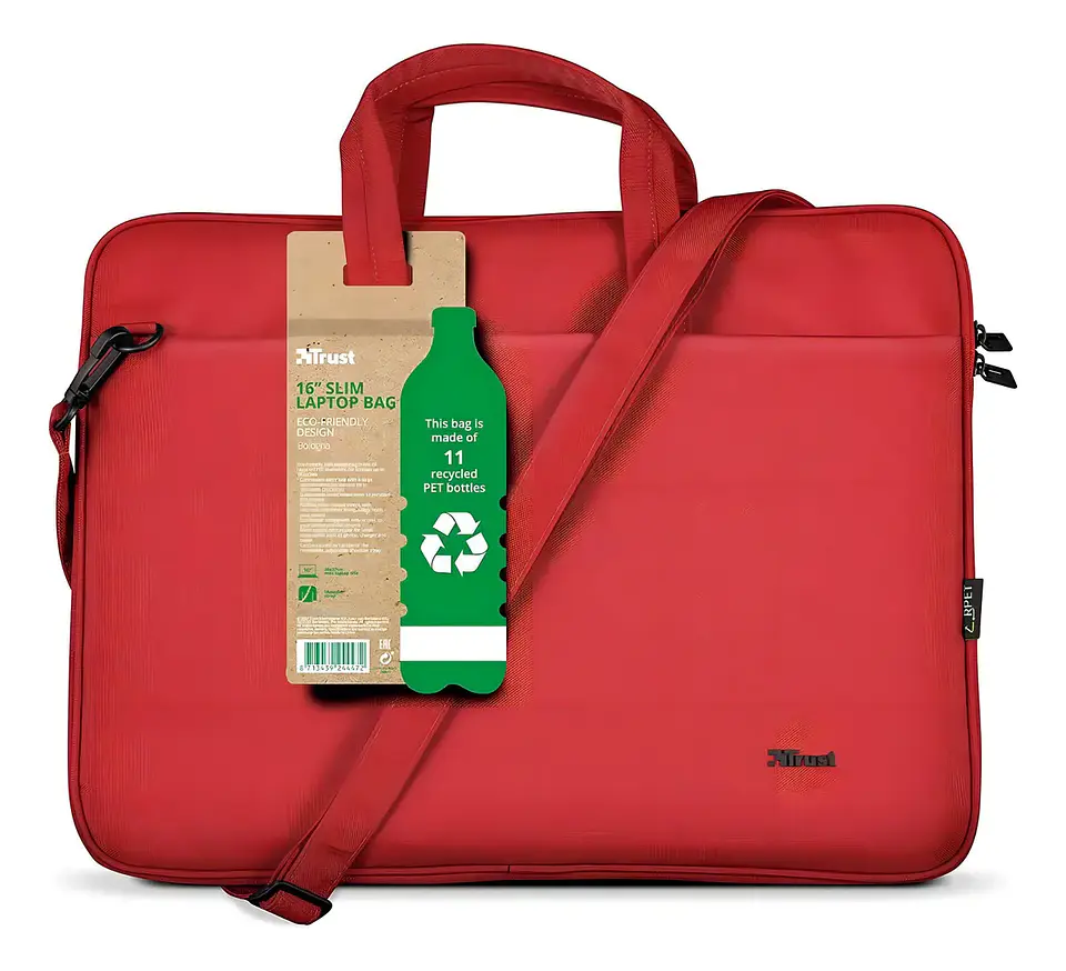 Bolso Maletin Notebook 16 Pulgadas Trust Bologna Eco Backup Color Rojo 1