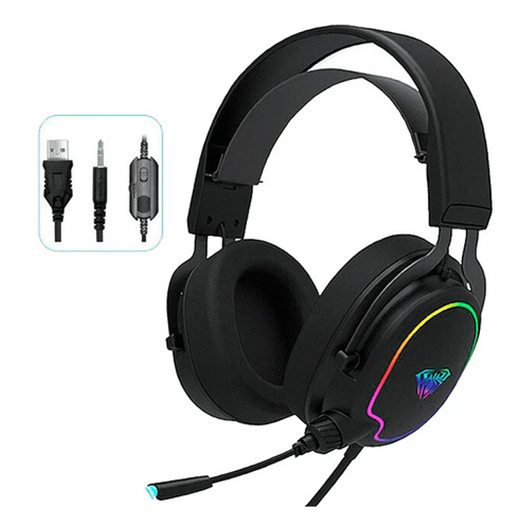 Audífono Gamer Aula 3,5 + Usb Rgb Stereo F606 3