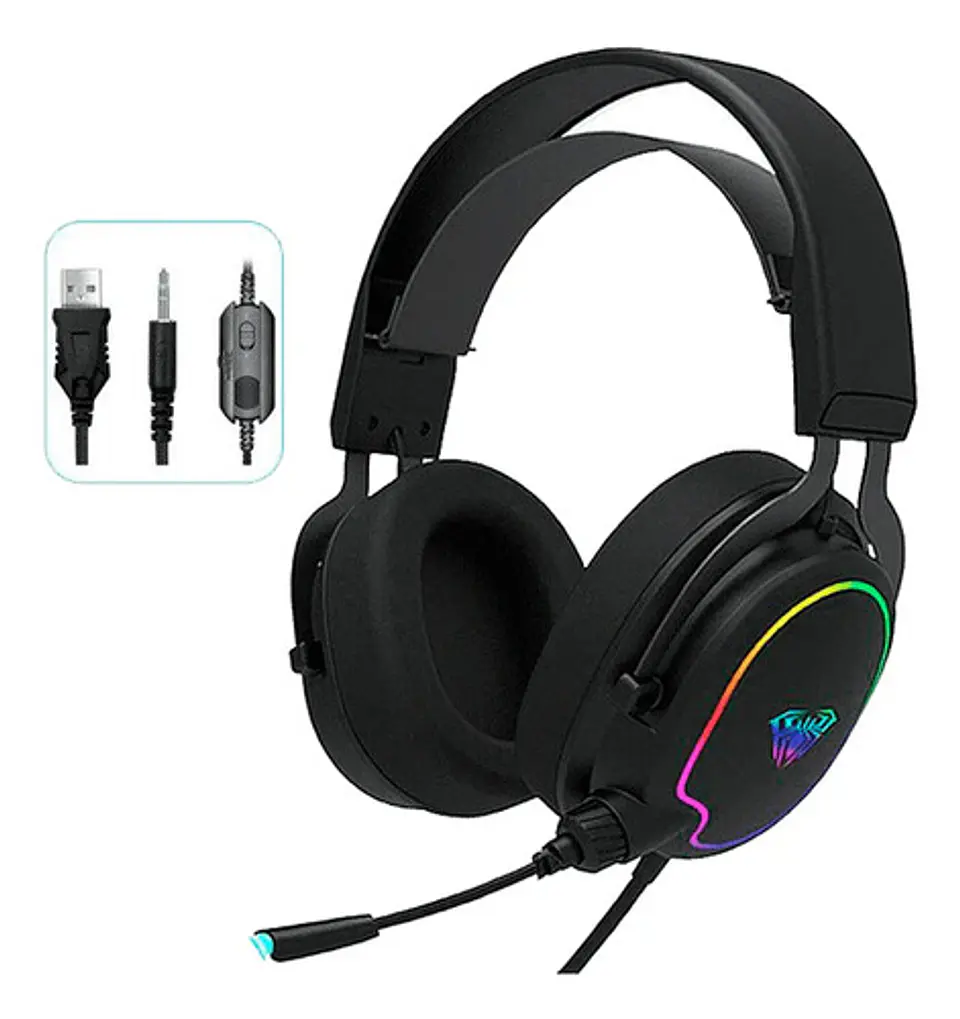 Audífono Gamer Aula 3,5 + Usb Rgb Stereo F606 3