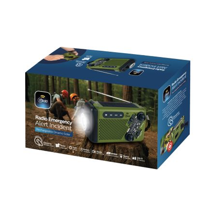RADIO EMERGENCIA DINAMO SOLAR LAMPARA RECARGABLE GREEN MLAB 8
