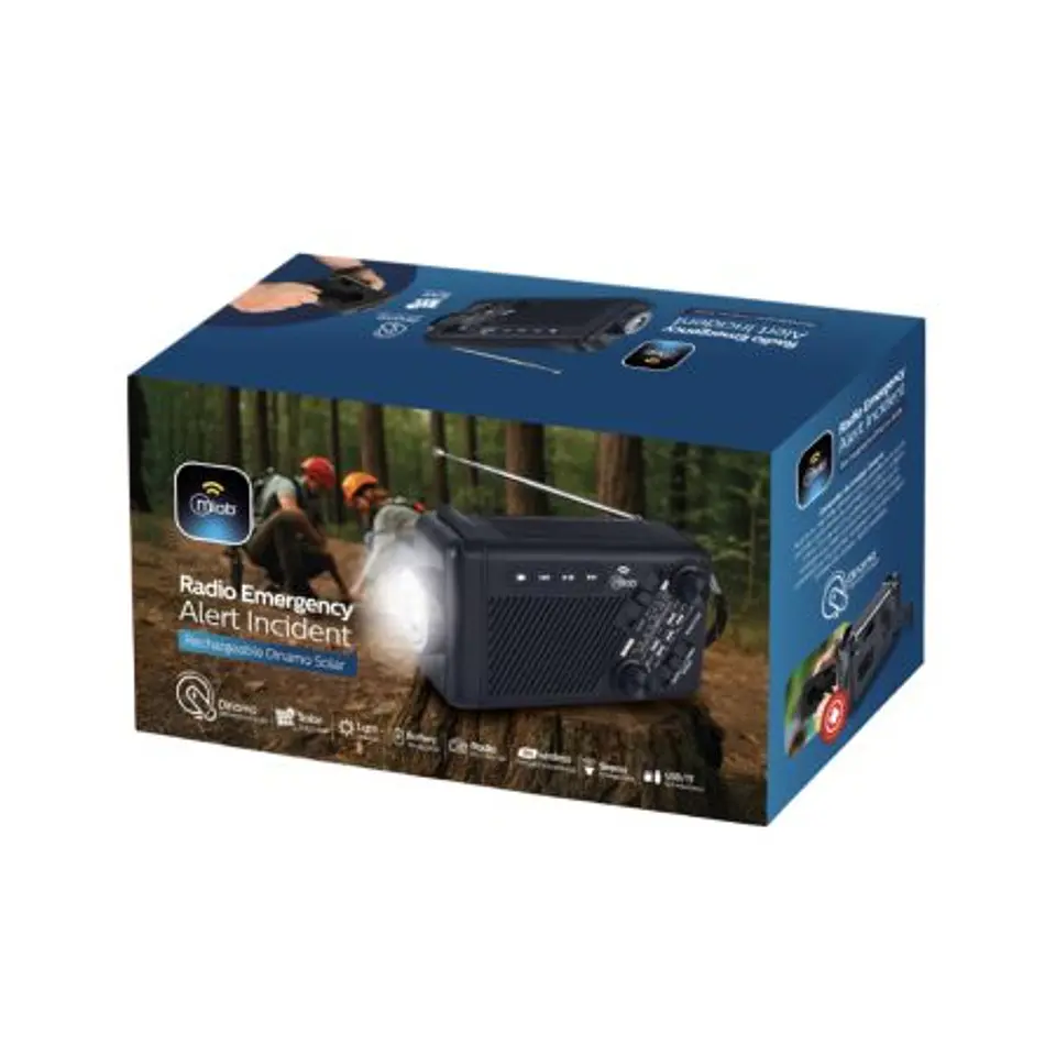 Radio de Emergencia Dínamo Solar con Lámpara Recargable Black Mlab  5