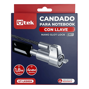 Candado Notebook Slot Nano Con Llave 1,8m Ut-lk080k Utek Color Gris Oscuro