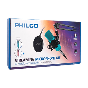 kit microfono studio usb soundcard azul kit68 philco