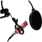 Kit Studio Micrófono C Soporte Antipop Stand Philco Rosa - Miniatura 3