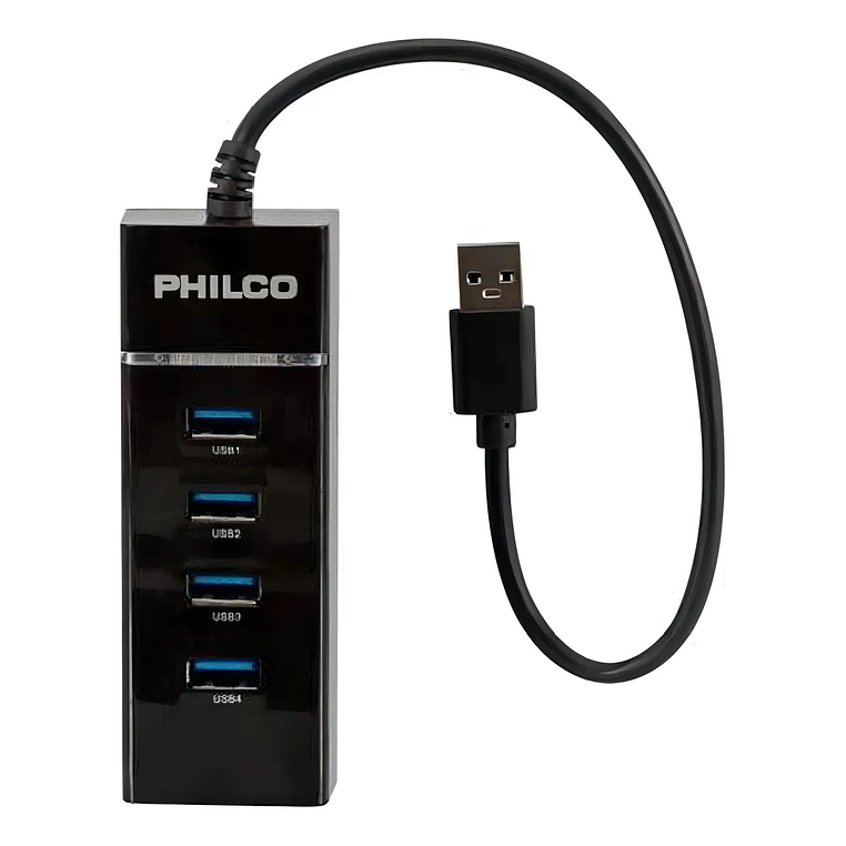 Hub Usb 3.0 4 Puertos Con Luz Philco Hb30n Negro  1