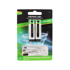 PACK PILA RECARGABLE AA TIPO C 6290MWH 2 UNIDADES TL719 TECNOLAB